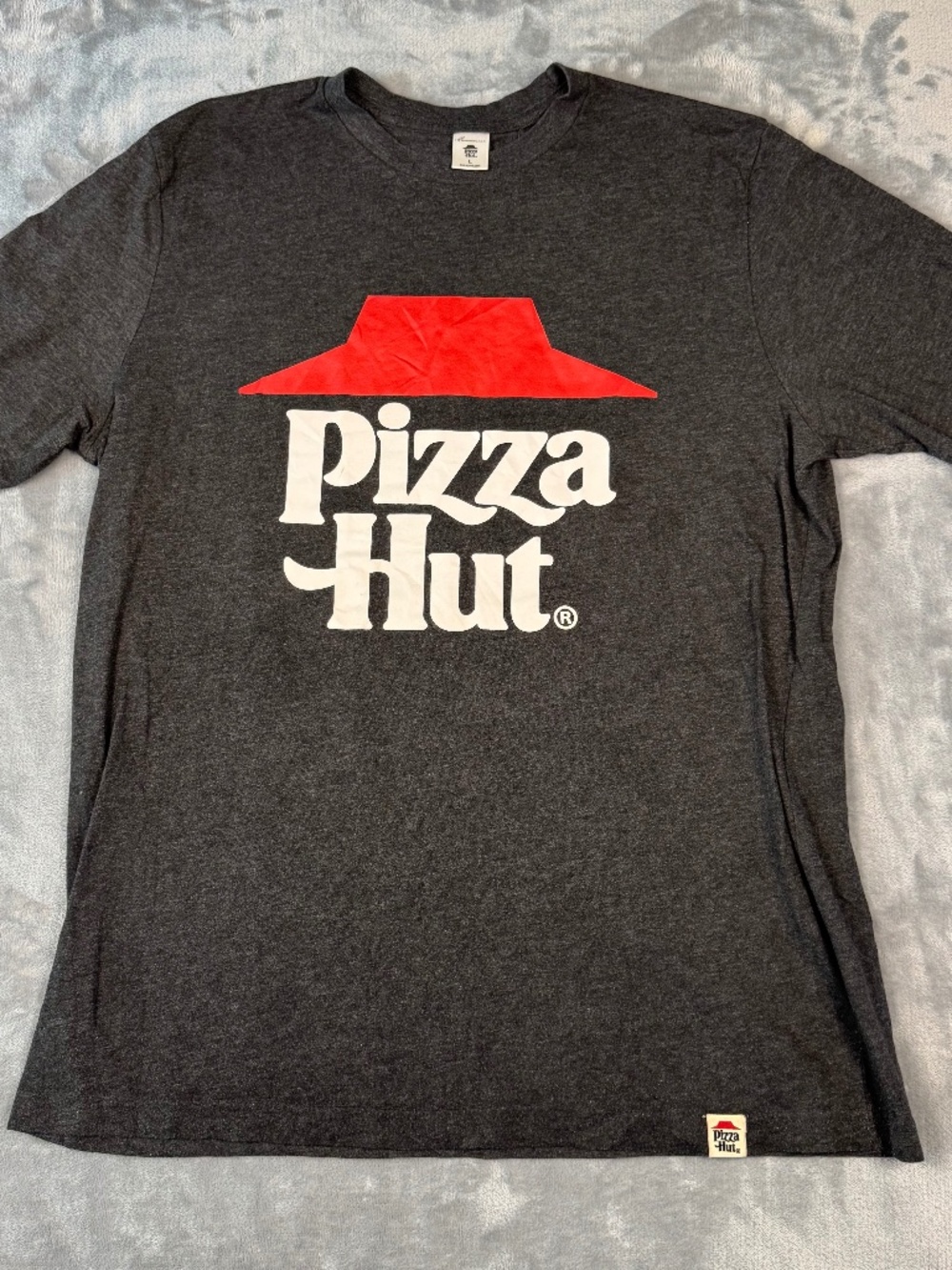 Pizza Hut T-Shirt Large Charcoal Gray Heathered Retro Logo Graphic